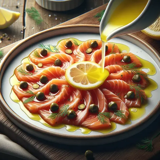 Carpaccio de Salmão com Molho de Limão 