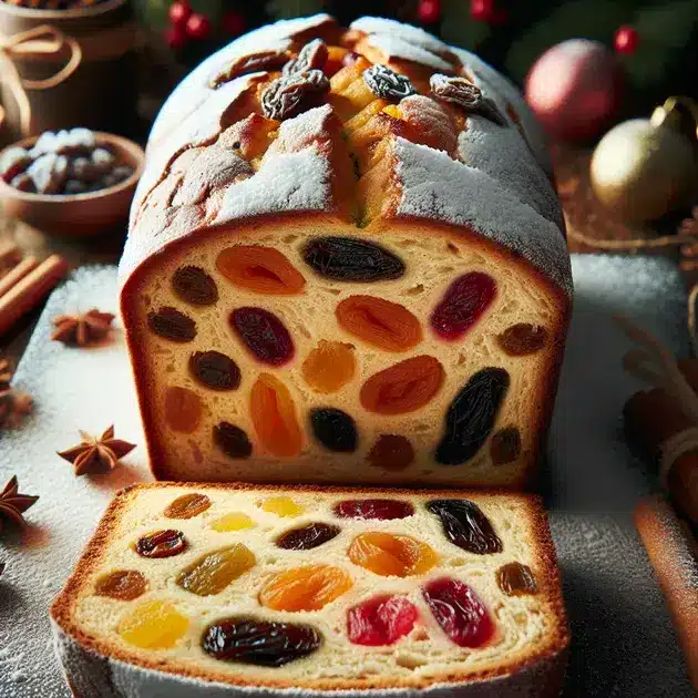 Pão de Natal Recheado com Frutas Secas 